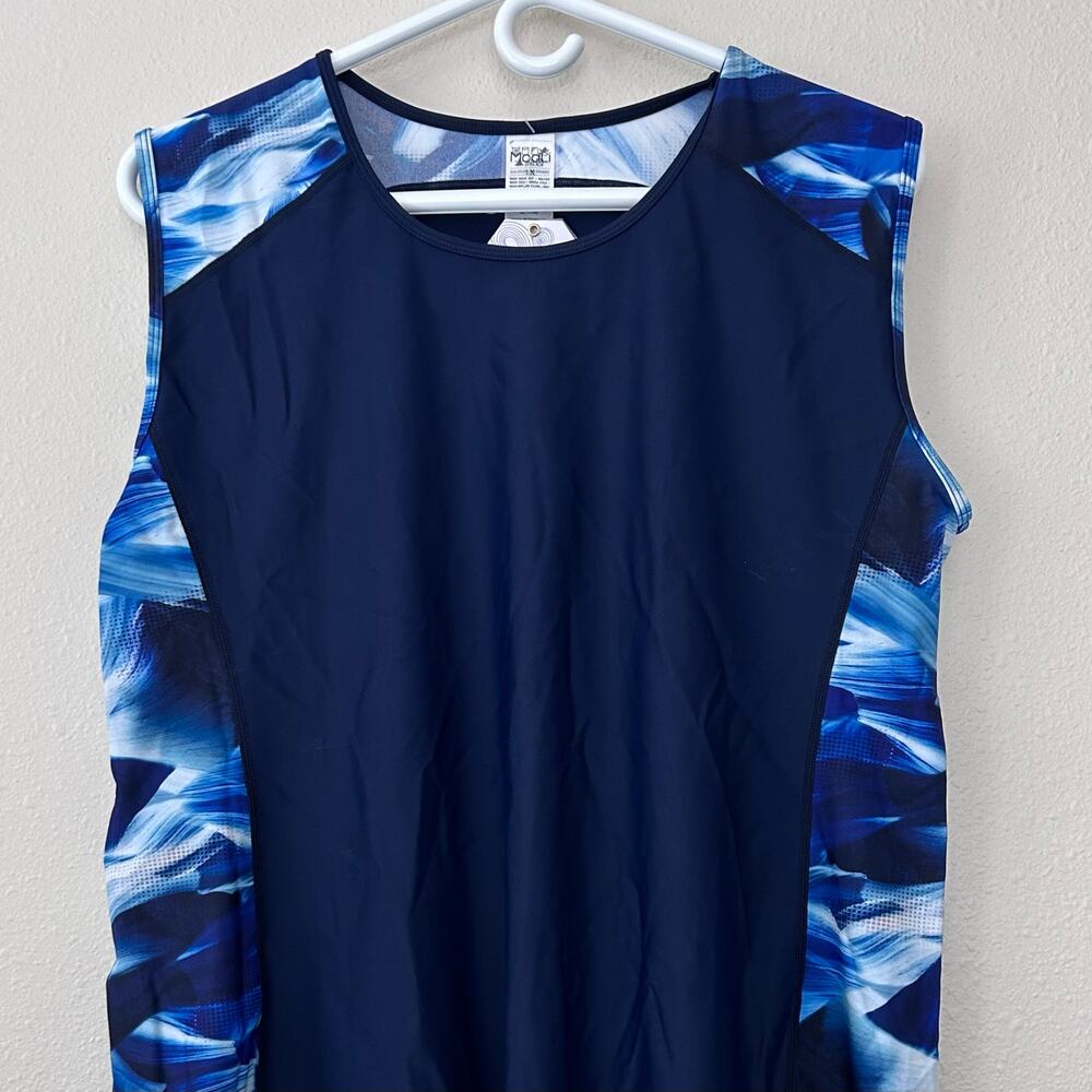 New Modli sleeveless swim top tank tankini swimsuit top vacation beach blue 1X - Picture 11 of 13